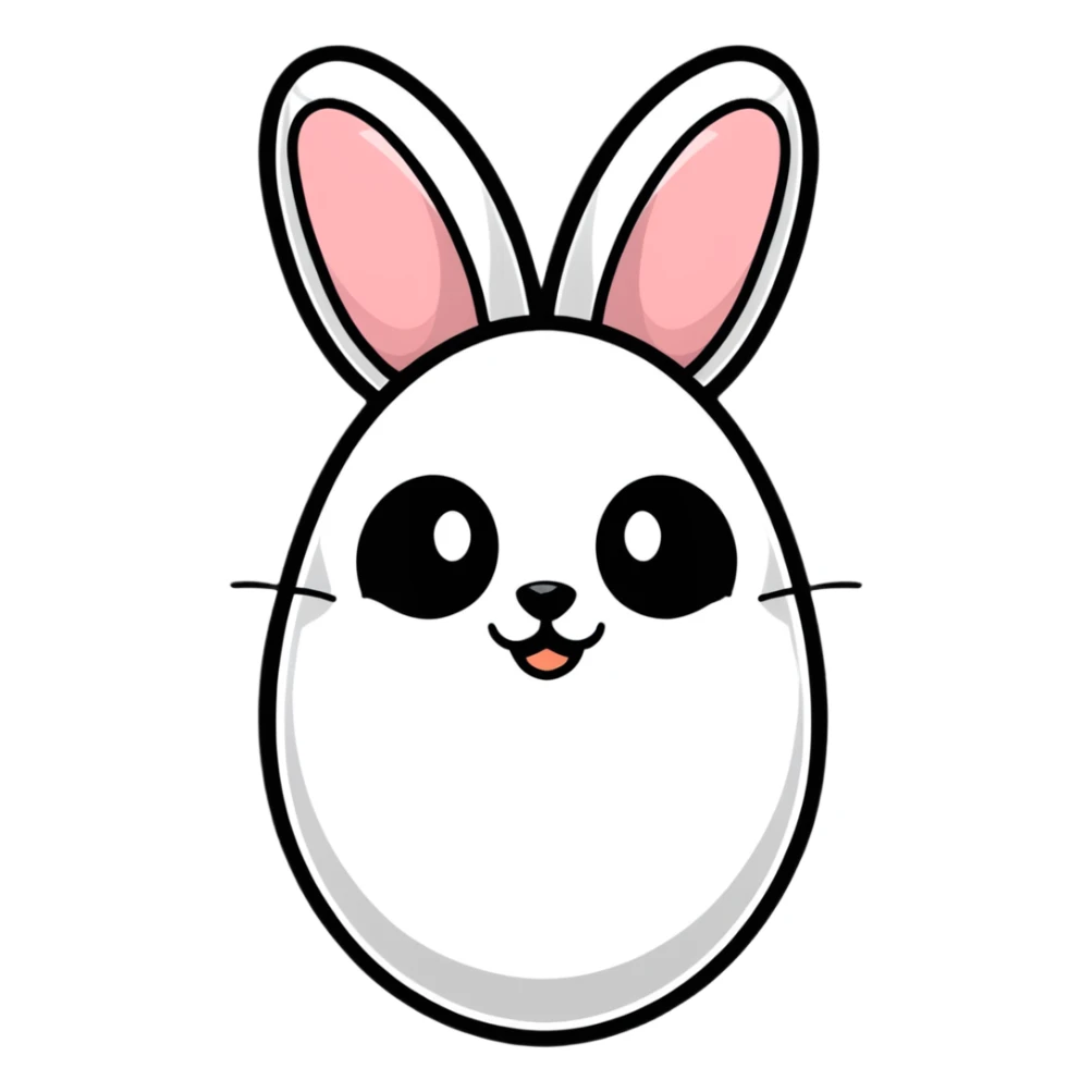A white egg with bunny ears popping out sticker