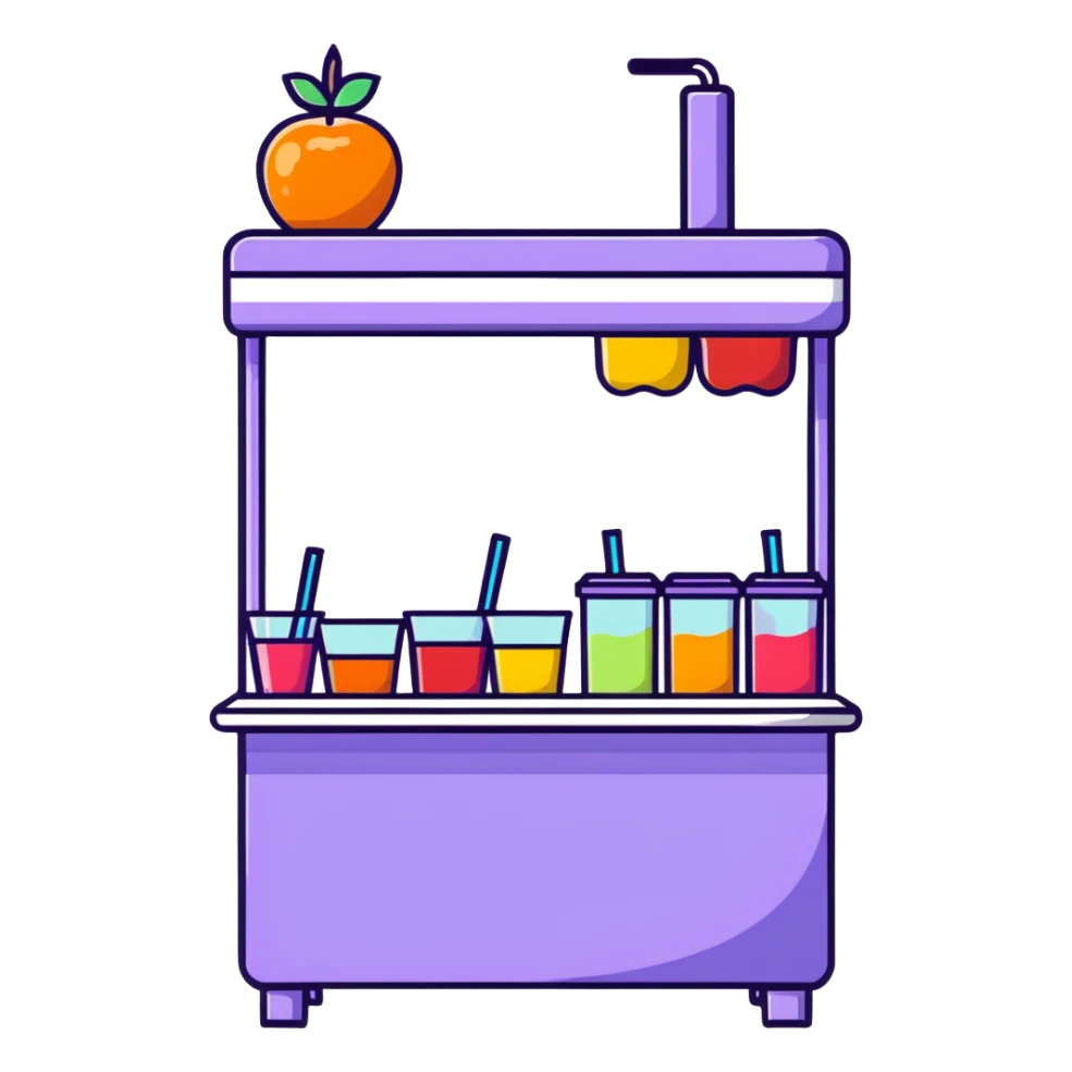 fresh fruit juice bar with colorful drinks sticker