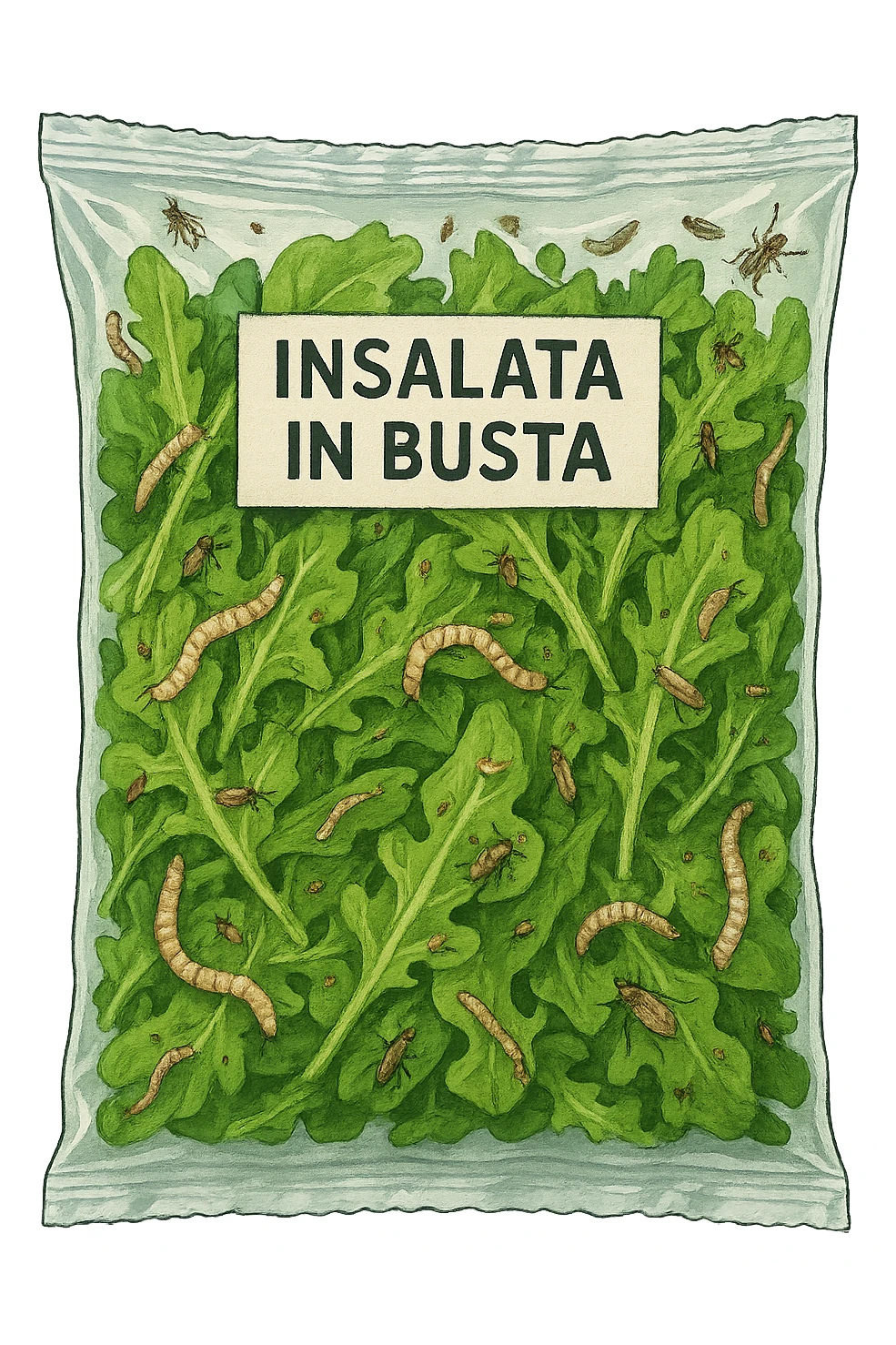 Insalata in busta ricca di parassiti sticker