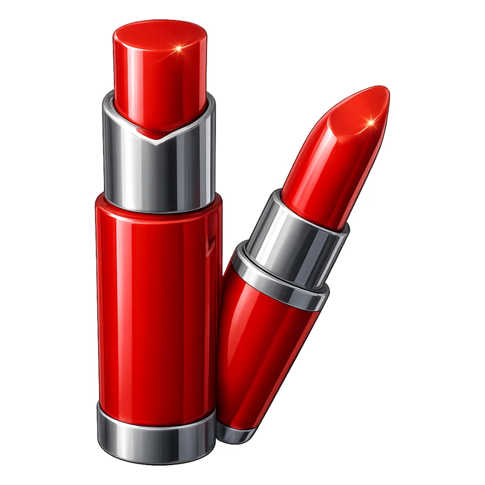 Add shine to the red lipstick, keep the transparent background. sticker