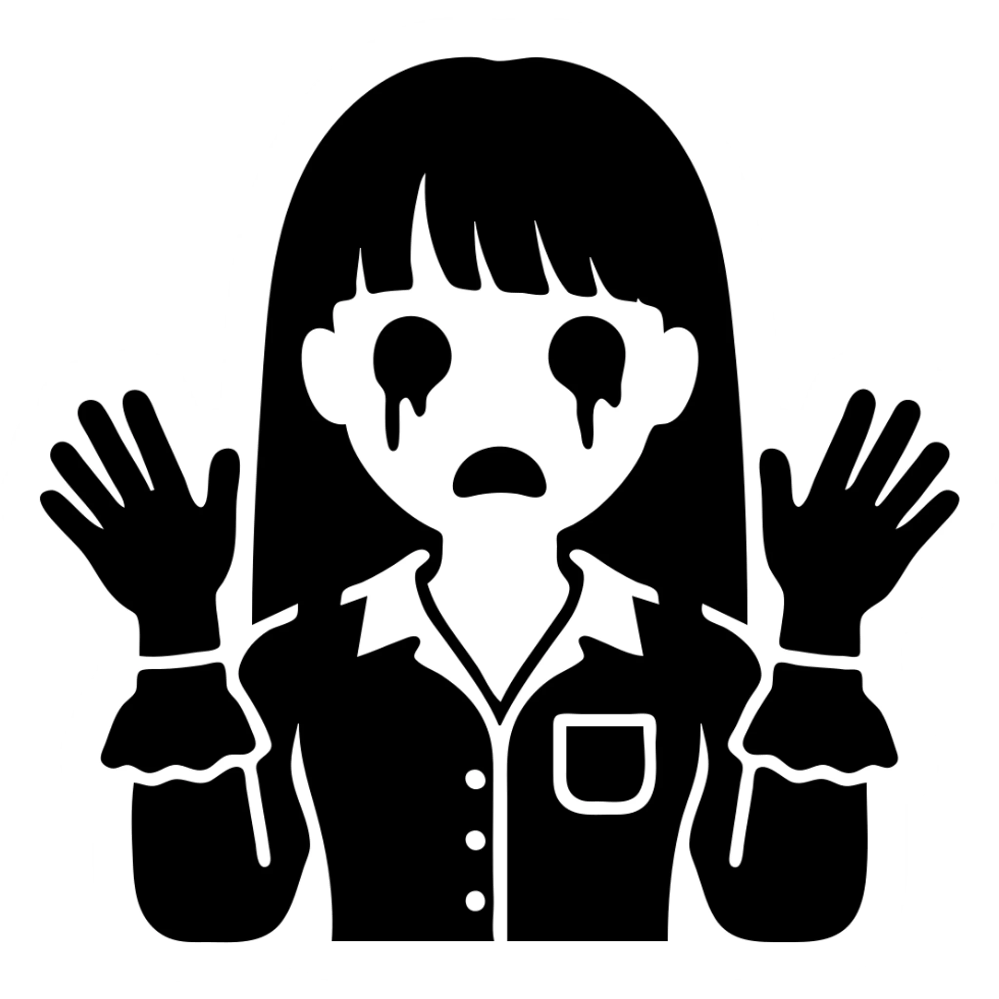 Change the eyes to solid black, keep the style and all other features the same, with no background. sticker