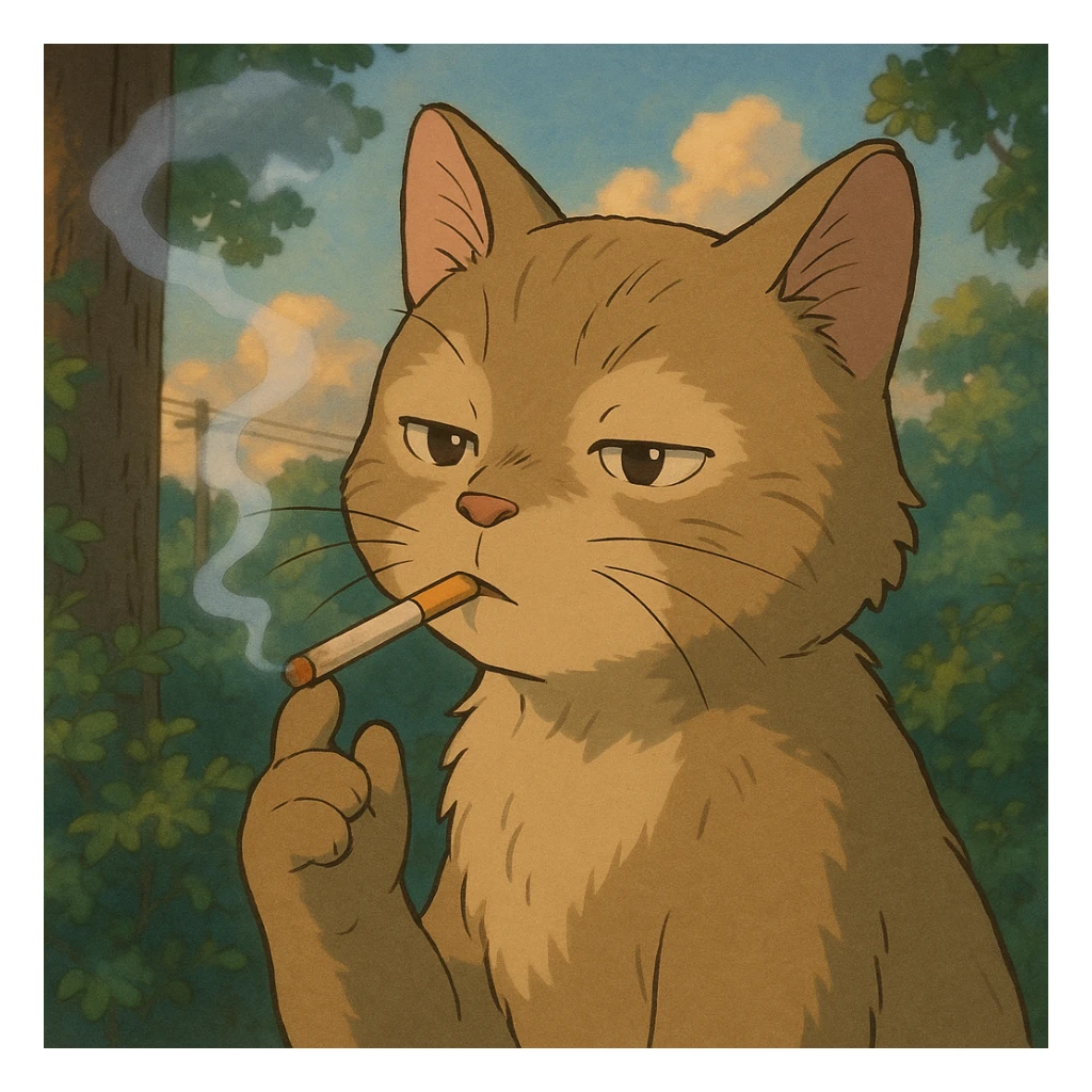 cat with sigarette sticker