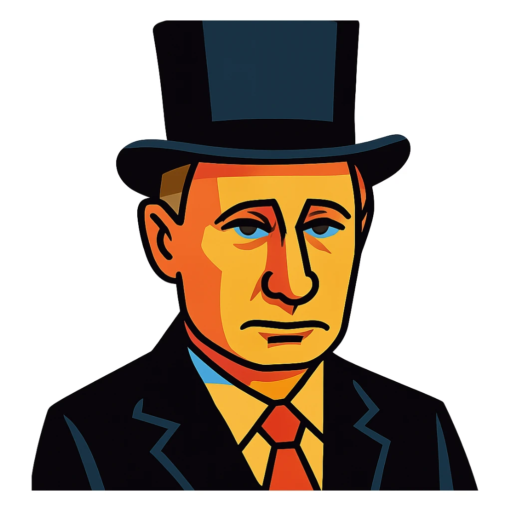 Putin in a black top hat sticker