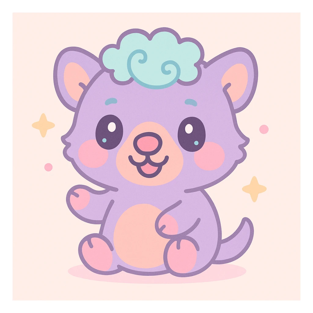 Tasmanian devil with curly hair, cute and chibi style, big eyes sticker