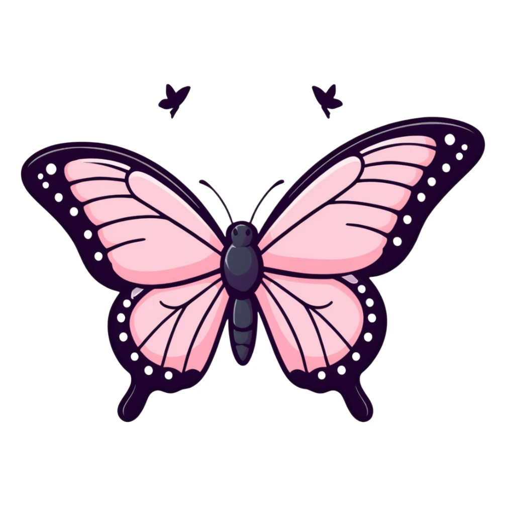 light pink butterfly with sparkles, cartoonish sticker