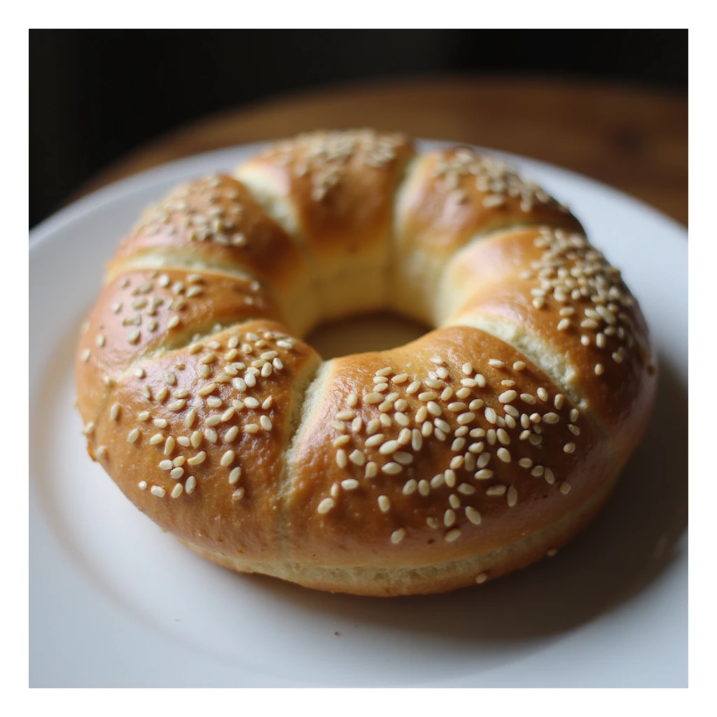 a simit, Turkish sesame bagel, realistic style sticker