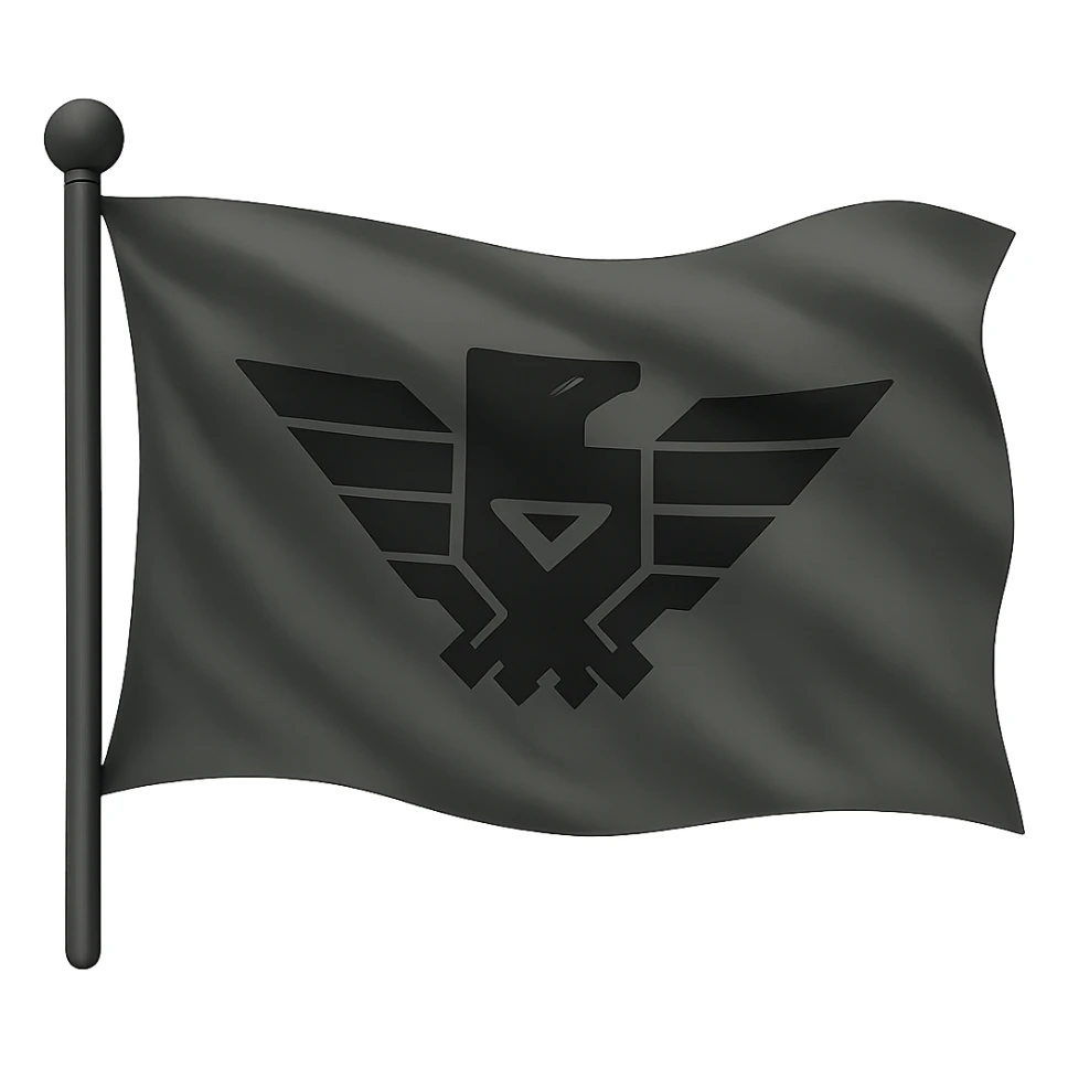 Make this Arstotzka flag appear as if it is waving in the wind, keep the background transparent, in a style suitable for editing. sticker