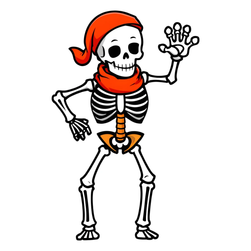 Papyrus from Undertale, tall skeleton with a red scarf, white body armor, orange-red gloves, enthusiastic pose sticker
