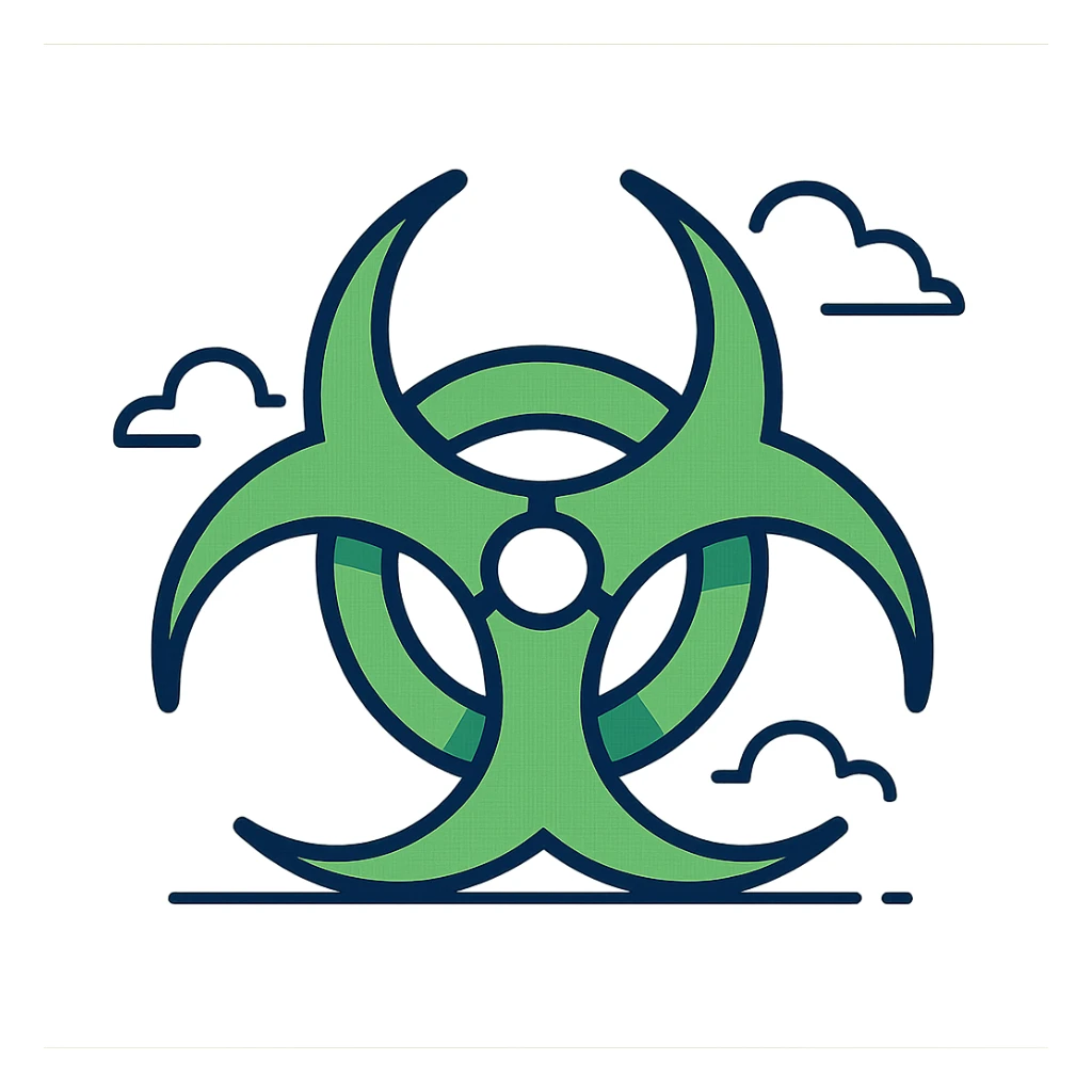 hazardous green logo, abstract toxic symbol, vibrant green, geometric, no text sticker