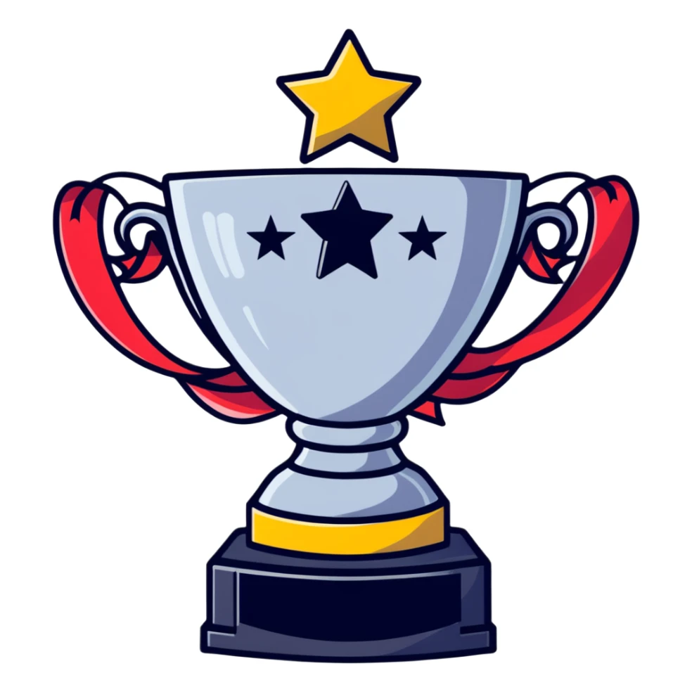 achievement trophy celebration with stars and ribbons sticker