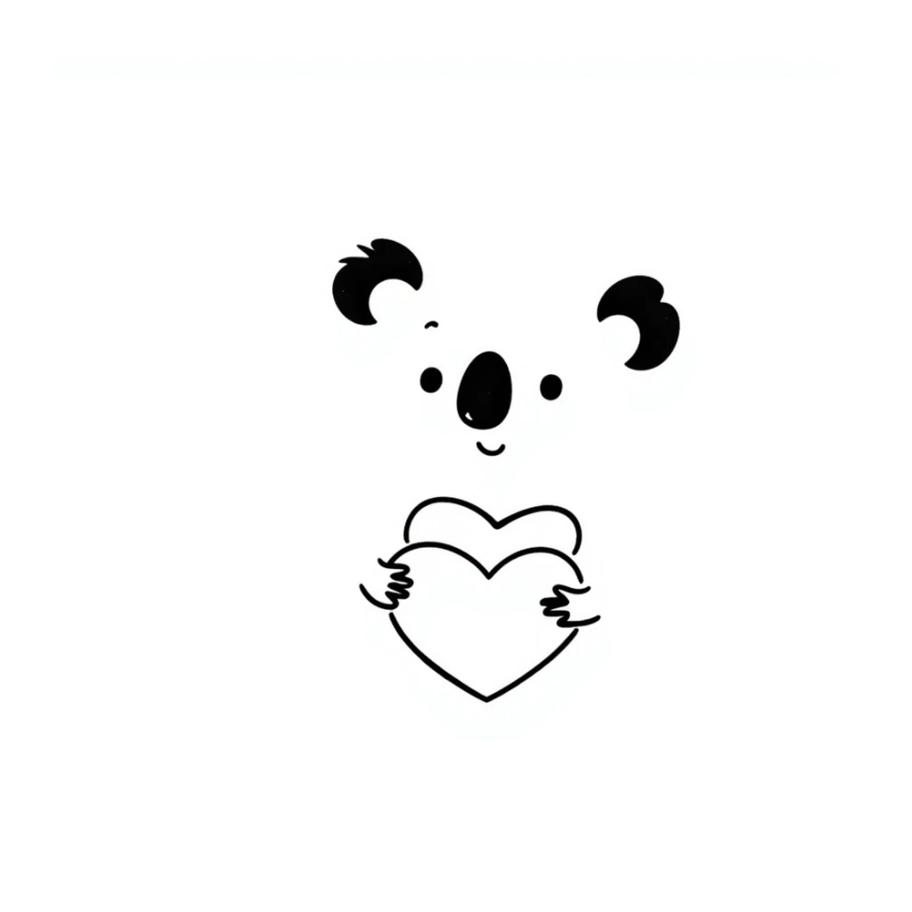 cartoon koala holding a heart in doodle style sticker