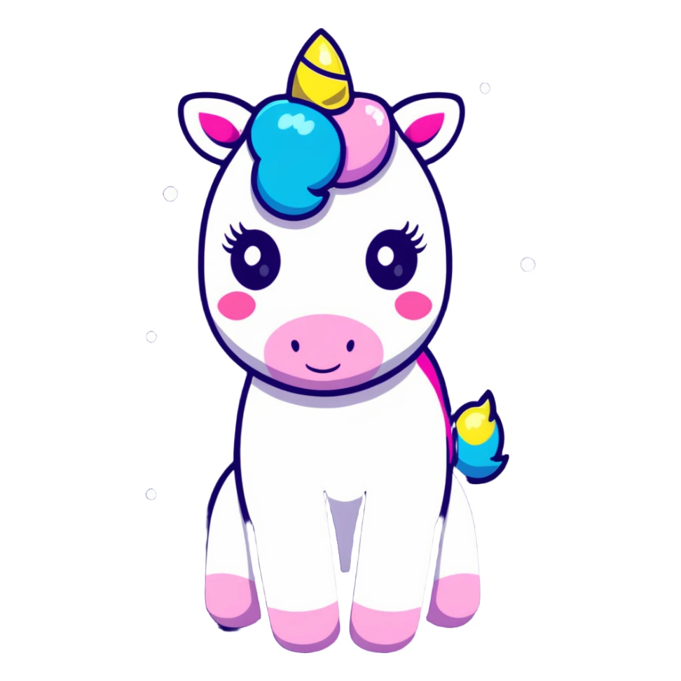 Cute unicorn surrounded by colorful glitter and sparkles sticker