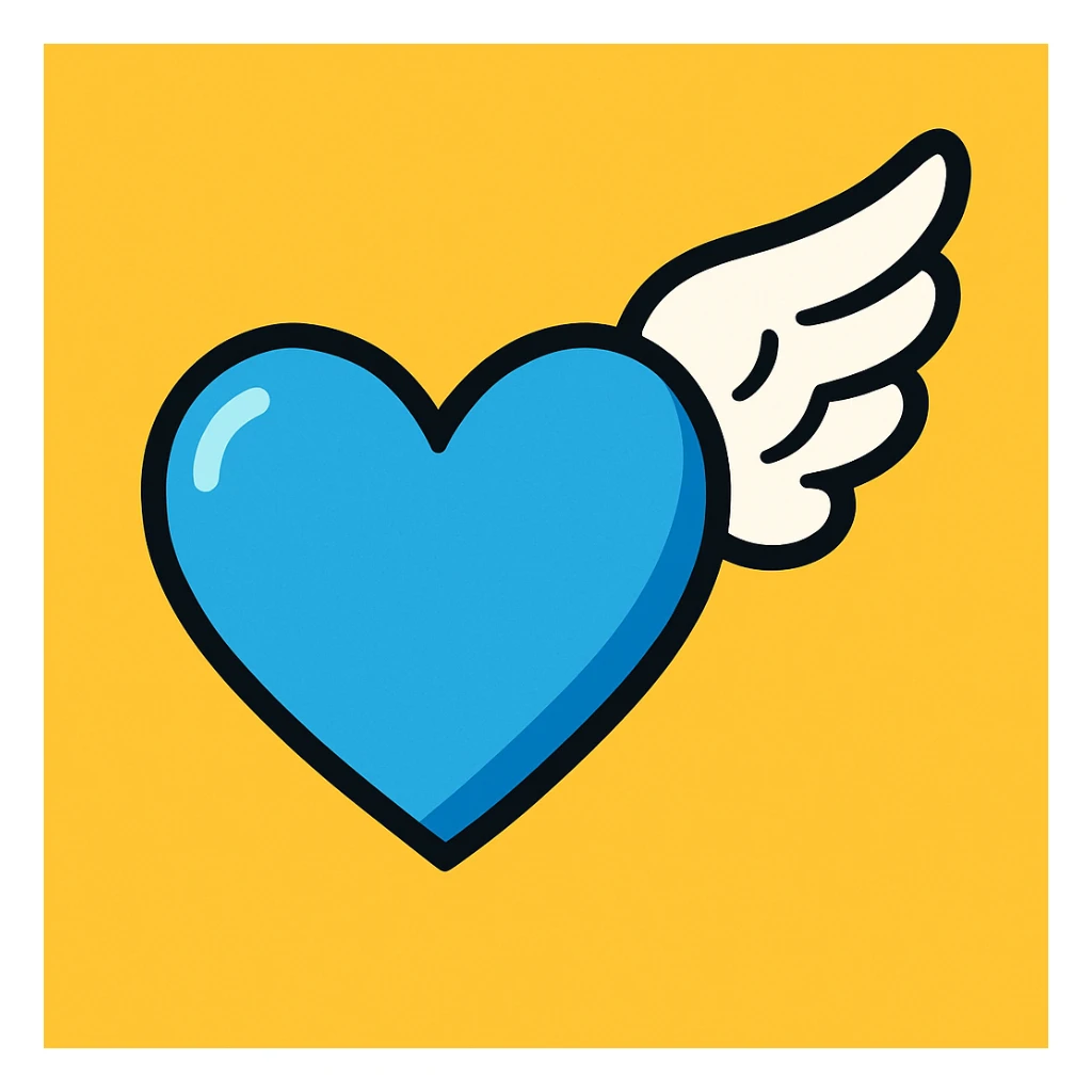 Blue sky blue heart with an angel wing sticker