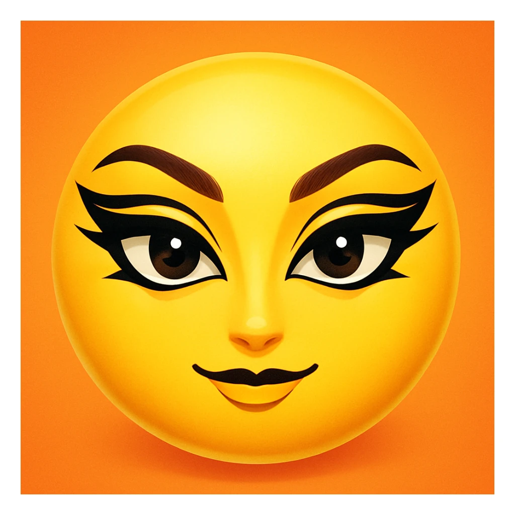 yellow face emoji with bold graphic liner sticker