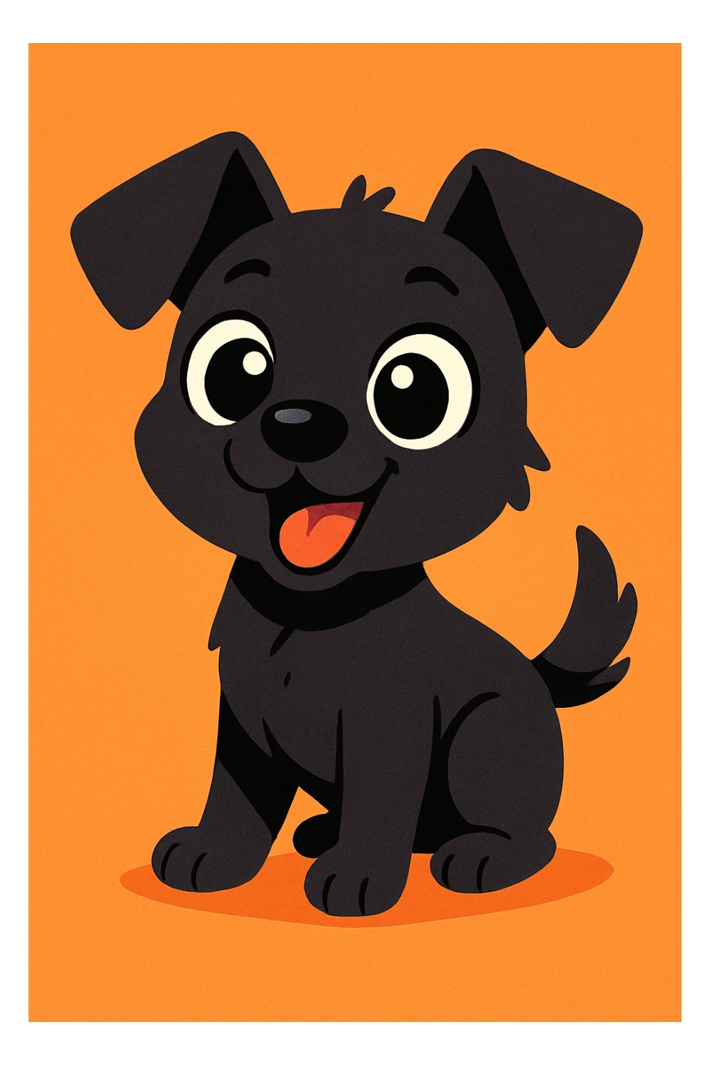 black dog, cute cartoon style, big eyes, playful expression sticker