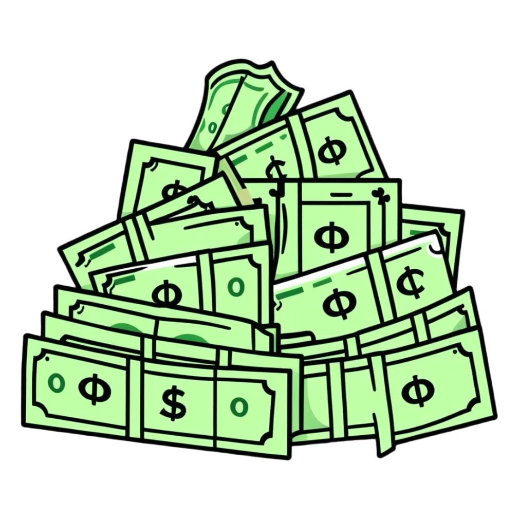 mountain of cash money bills sticker