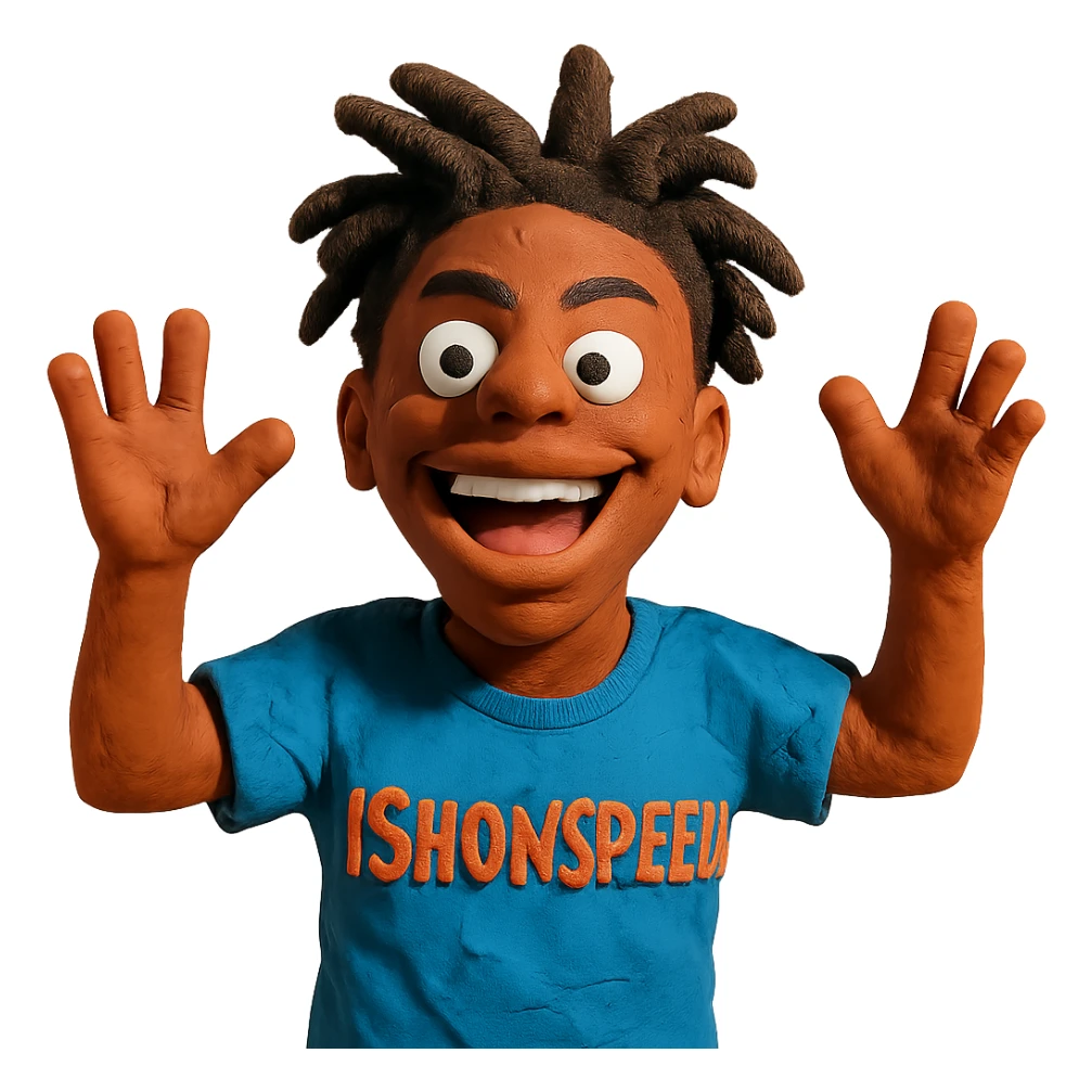 plasticine claymation style portrait of IShowSpeed, energetic sticker