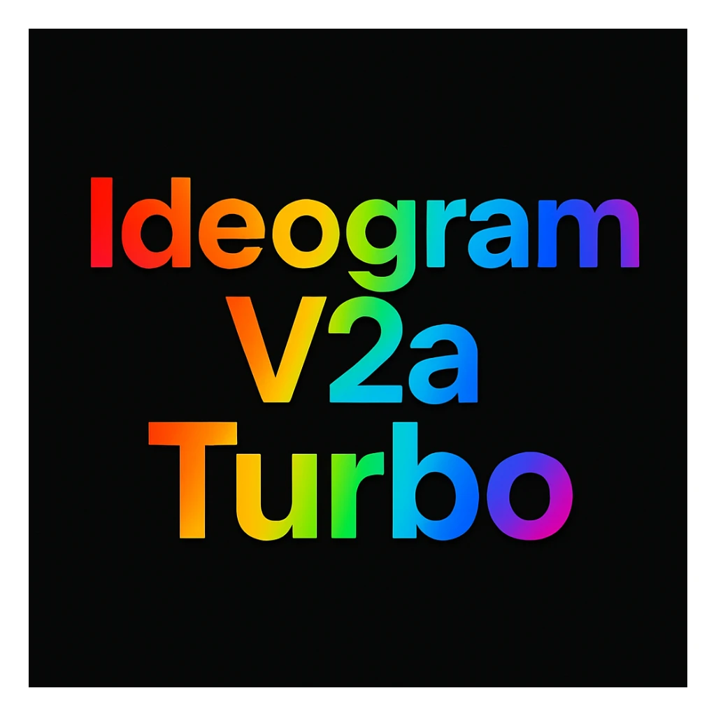 make a colorful text of "Ideogram V2a Turbo", black background sticker