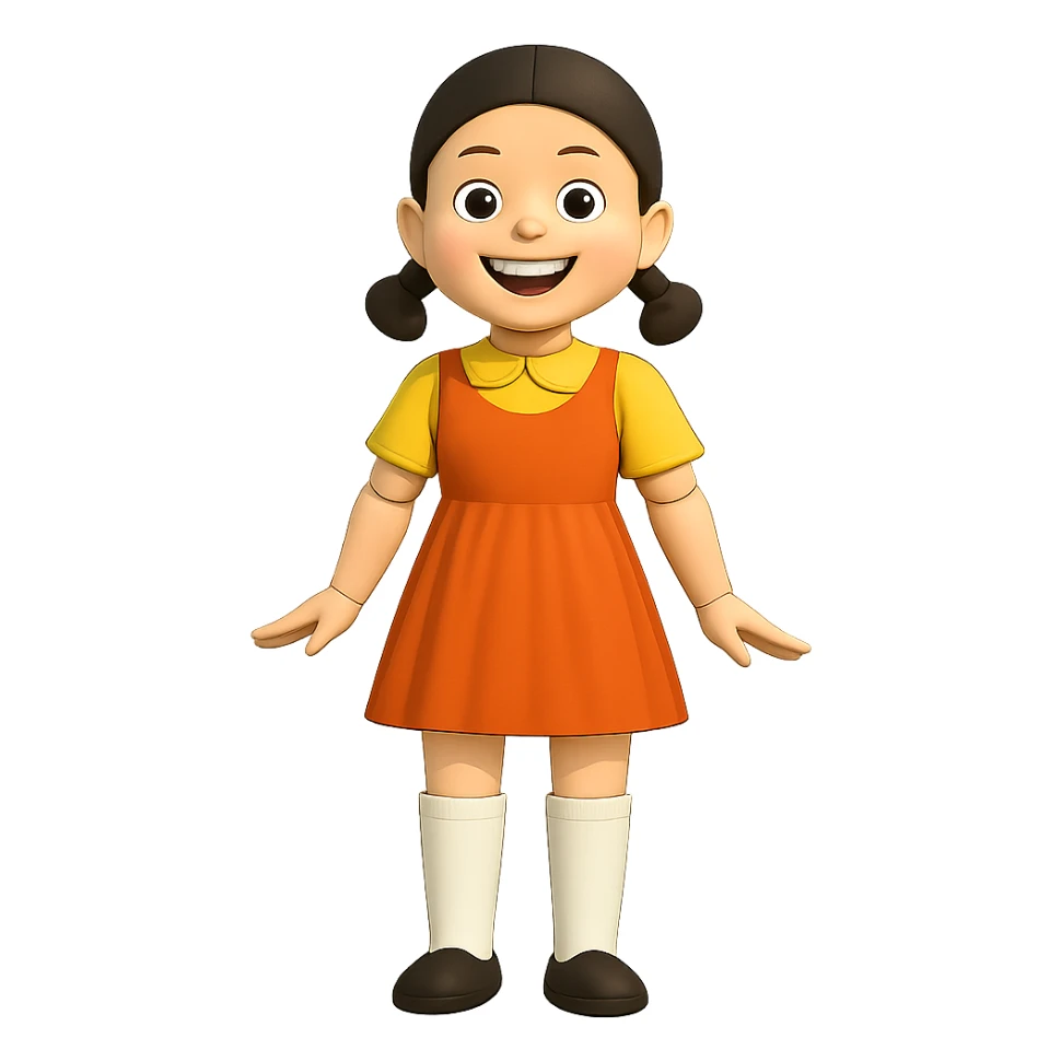 Change the expression to happy with a big smile and bright eyes, keep the style and character the same, only modify eyes and mouth. sticker