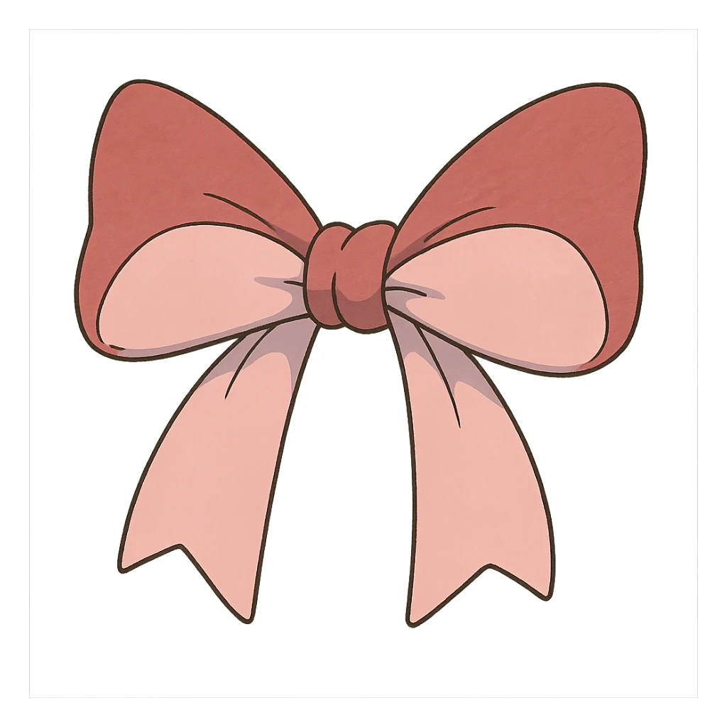 cute bow, pink and baby pink, ghibli style sticker