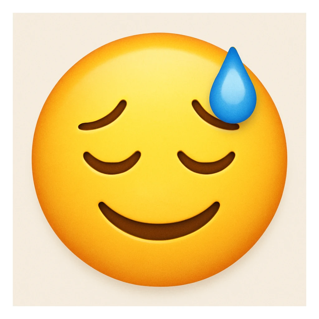 yellow emoji with a relieved sweat sticker