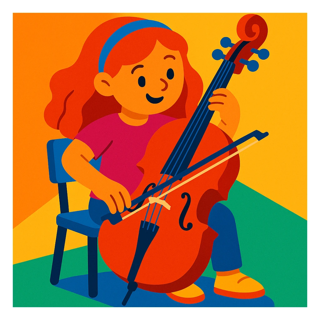 girl playing cello sticker