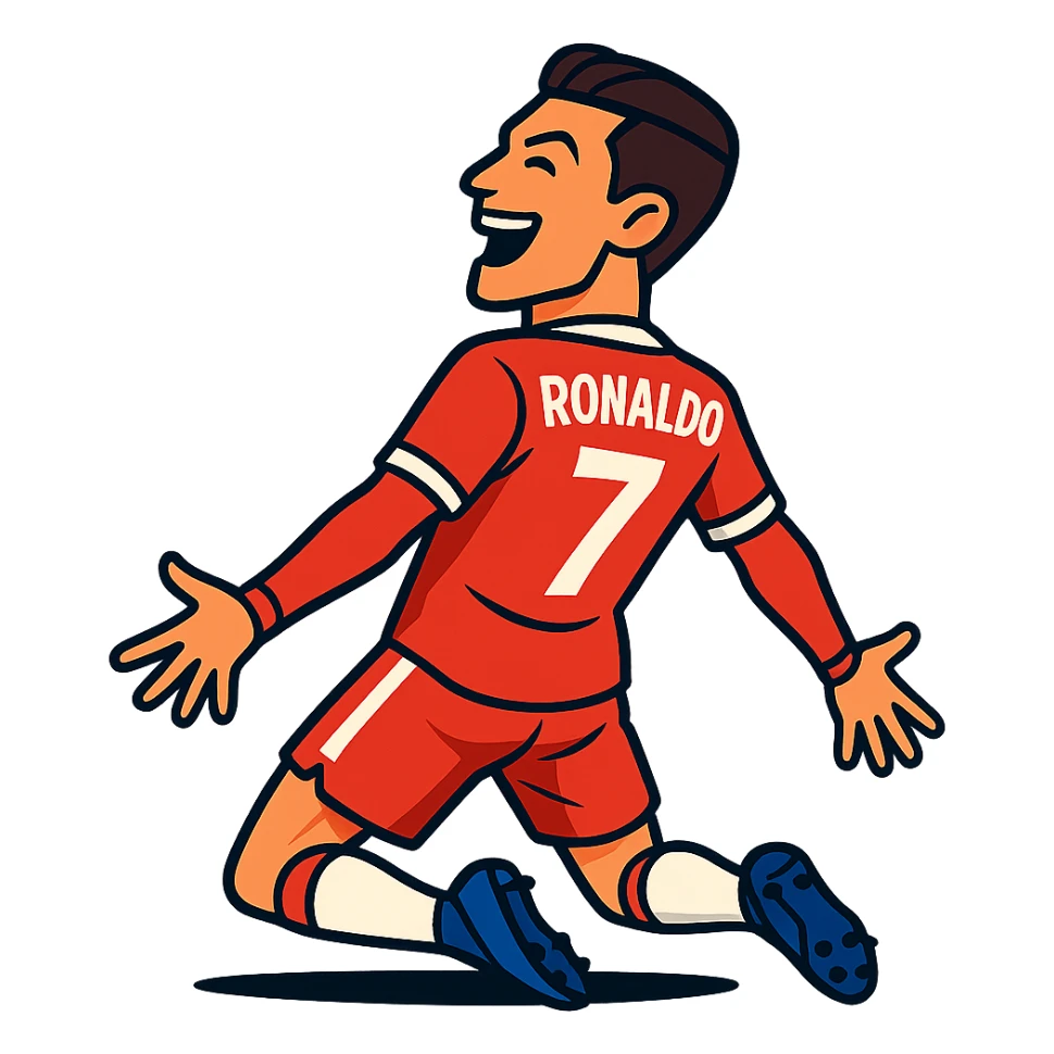 Cristiano Ronaldo celebrating with his signature 'Siuuu' pose, energetic and joyful sticker