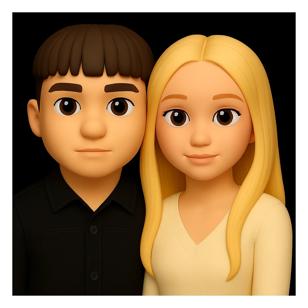 Rotate the girl forward so she is looking straight ahead, preserving the 3d-emoji style look and feel, keep everything else unchanged. sticker