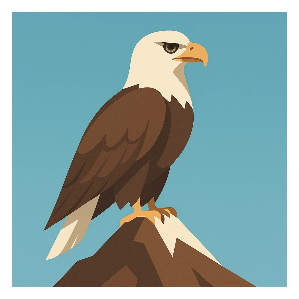 Flat design style eagle in the peak sticker