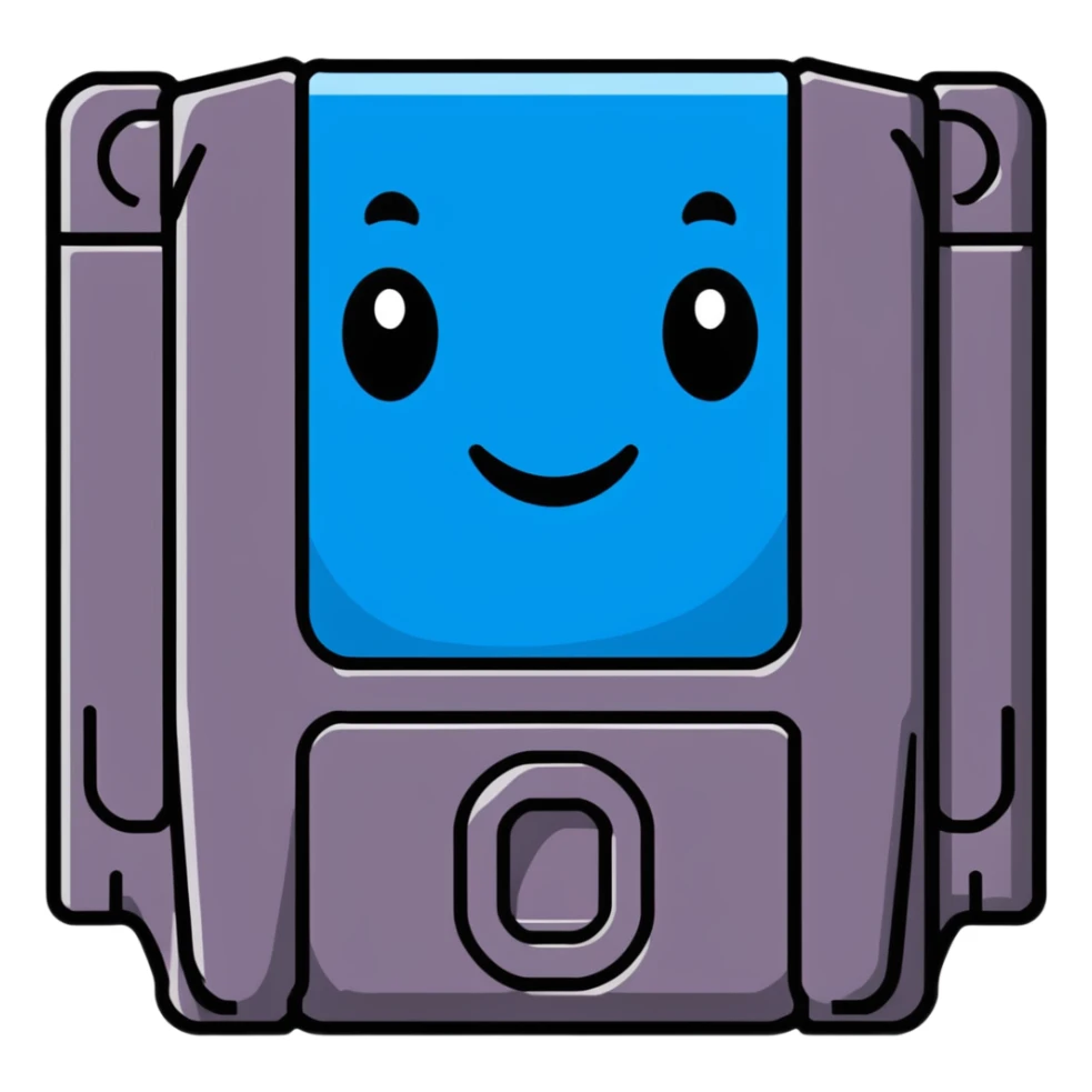 A cute sticker-style Nintendo 64 game cartridge with a smiling face sticker