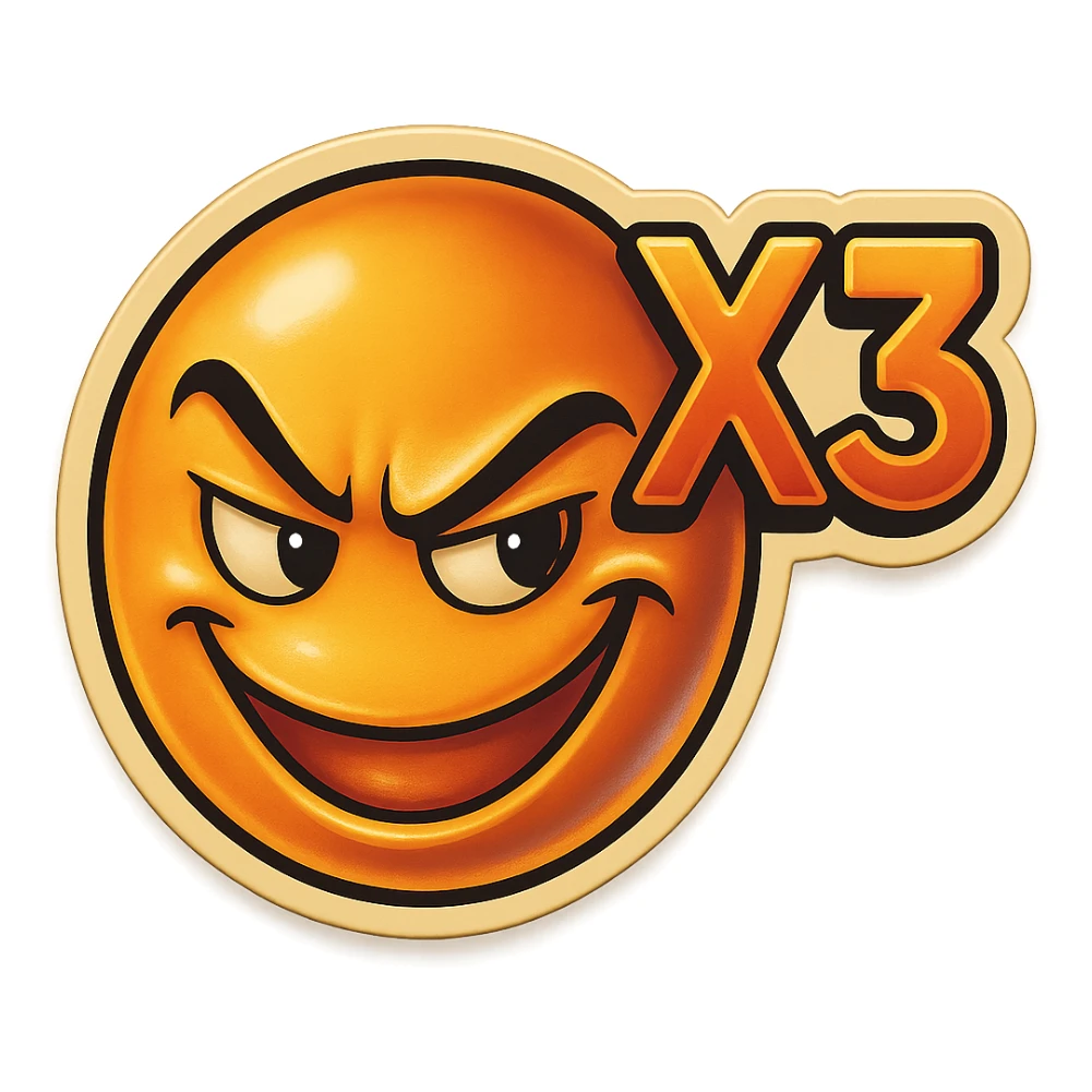 grin EVIL LOOk , Make it say "X3"" sticker