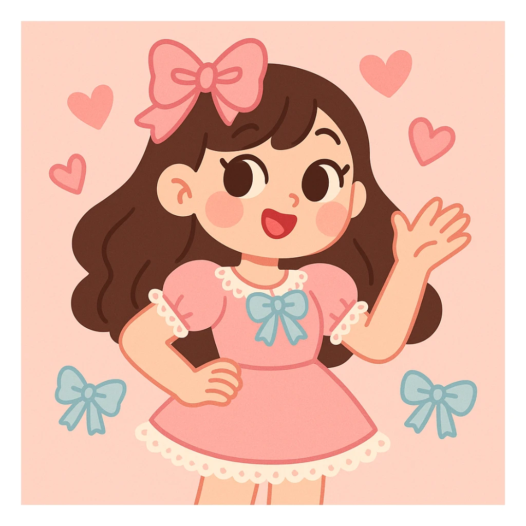 coquette style, soft pastel colors, feminine, bows, hearts, lace, delicate and cute aesthetic sticker
