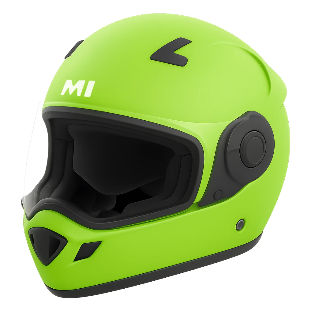 Edit the snowmobile helmet to have a modern design with neon green color. Keep the background transparent. sticker