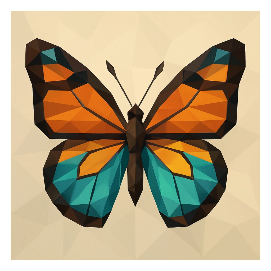 a butterfly in low-poly polygonal style with geometric shapes and modern look sticker