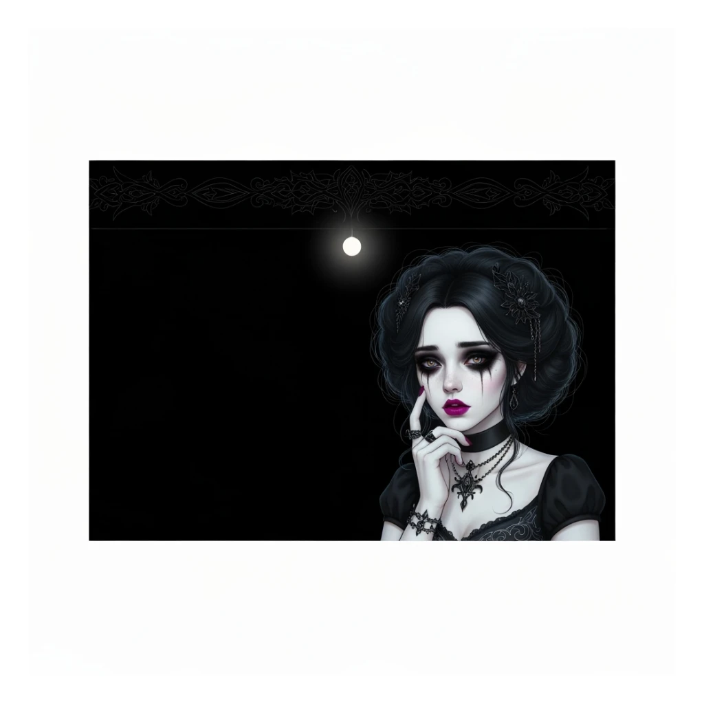 goth profile banner, cute, expressive, minimal, variation 1 sticker