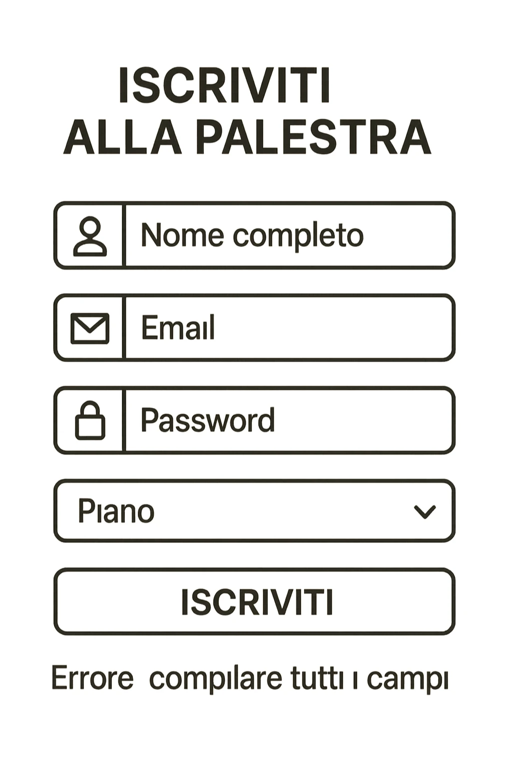 Scheda online palestra fallimentare  che non va bene foglio in italiano sticker