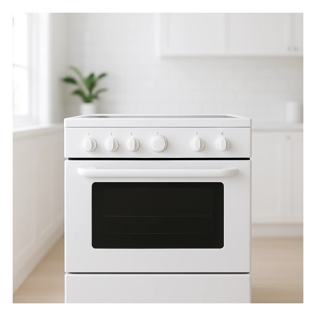 white kitchen oven, clean and modern, minimal details sticker
