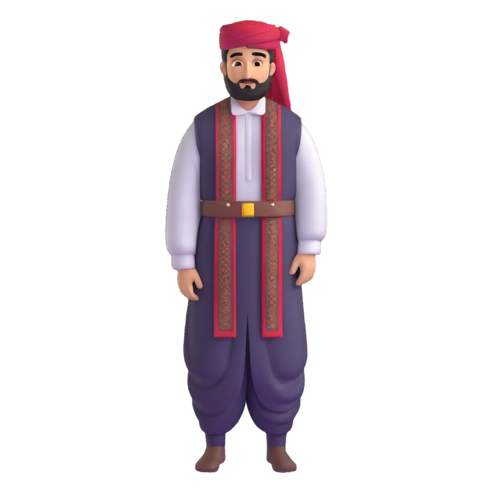 Kurdish man with traditional shal u shapik outfit sticker