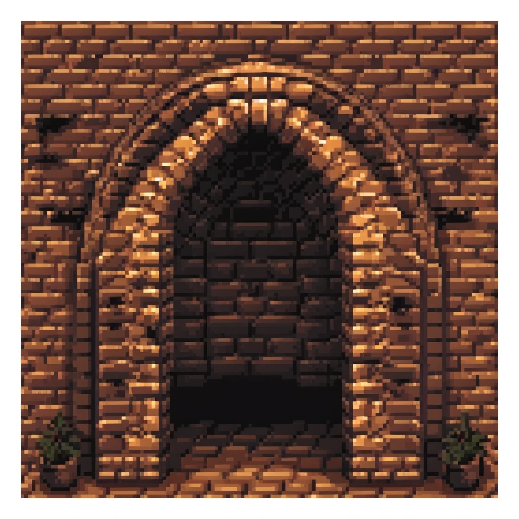 dark tunnel arch in a brick house sticker