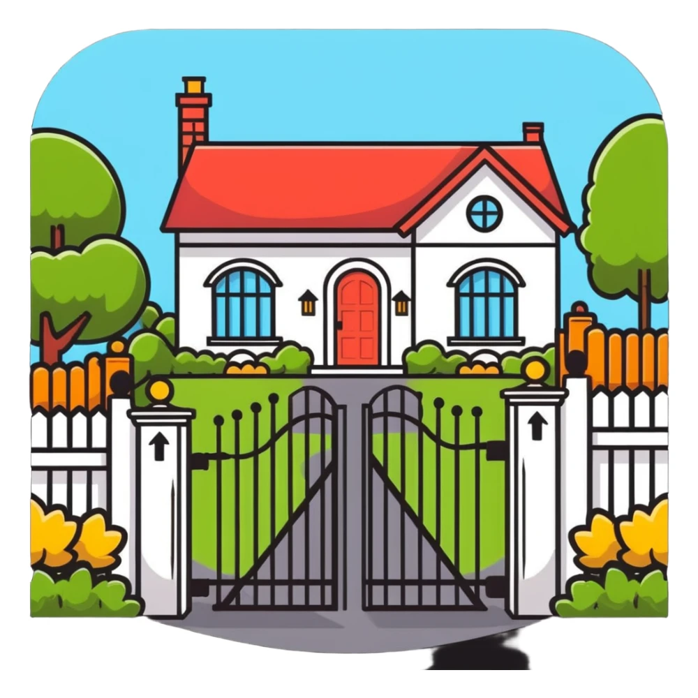 house entrance gate with garden fence sticker