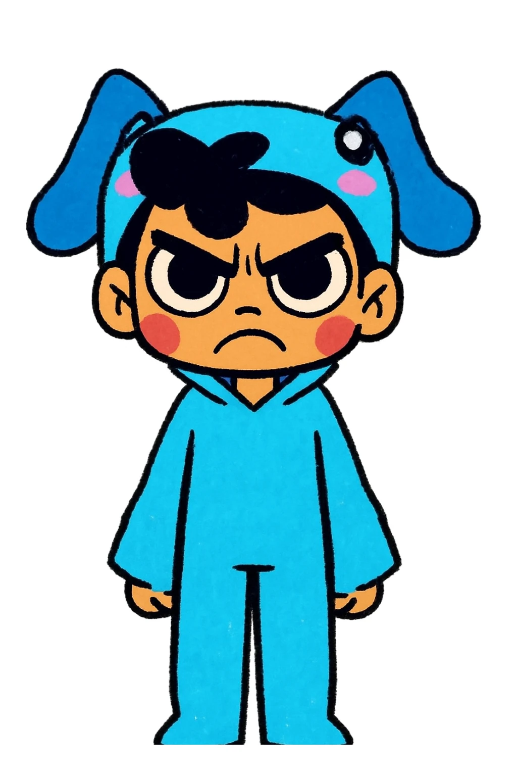 Keep the picture quality and style exactly the same as the original image. Edit the character to have an angry expression, preserving all details and style. sticker