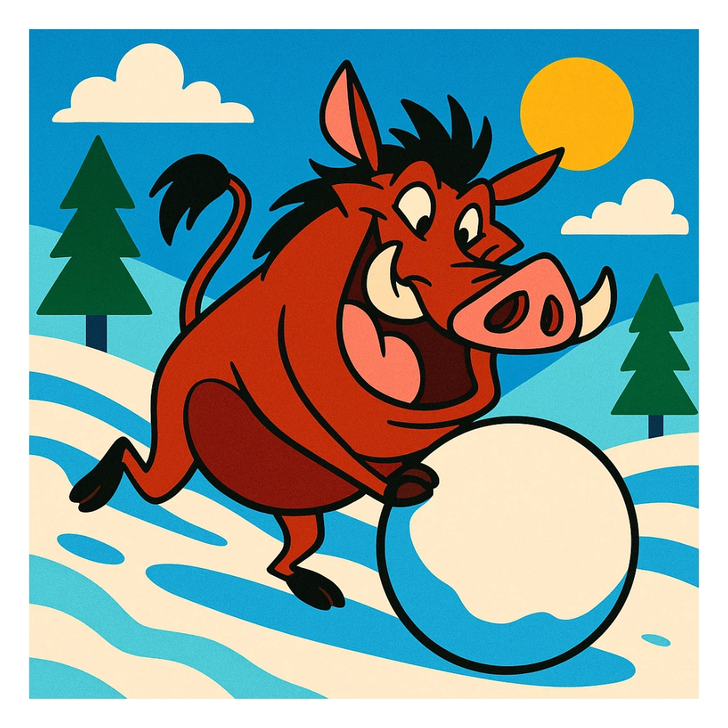 pumbaa rolling snowball sticker