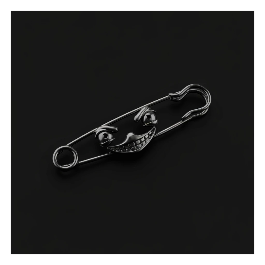 goth safety pin, cute, expressive, minimal sticker