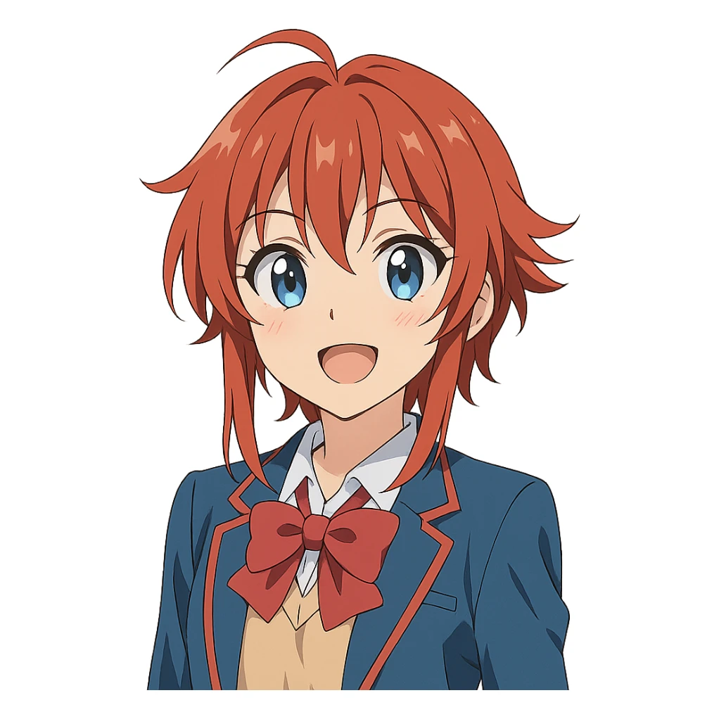 Anime-style character of юки суо with expressive eyes and vibrant colors sticker