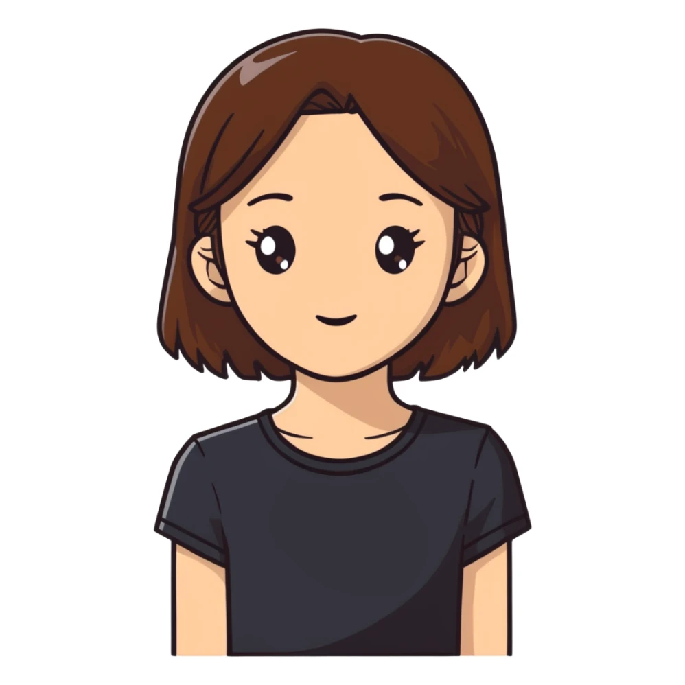 Brown straight-haired girl wearing black top sticker