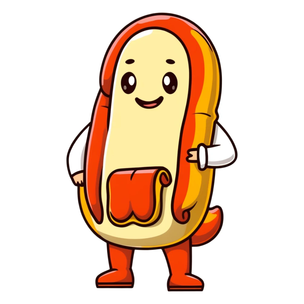 A black man with a hotdog suit sticker
