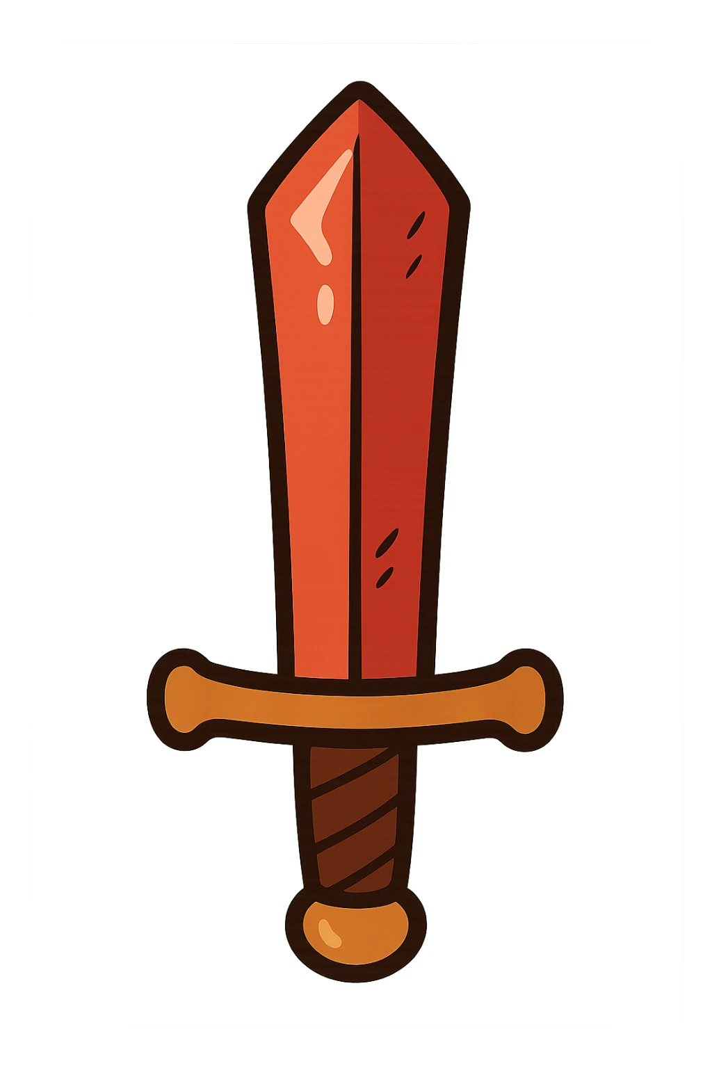 flat design style game icon of a red sword with a shiny blade, clean lines, modern look sticker