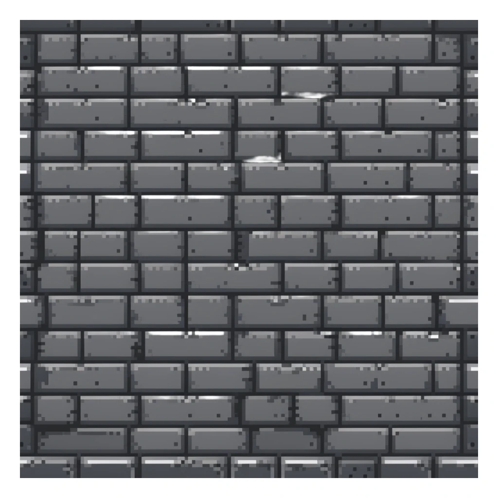 solid metal stone block wall with rivets and industrial details, dark gray with metallic highlights, 32x32 game asset sticker