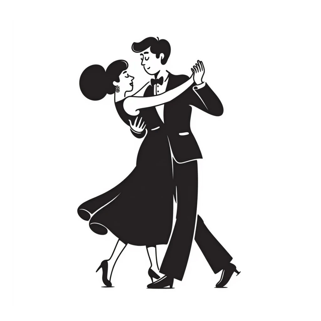 Hand drawn passionate dancers in an intimate tango pose sticker