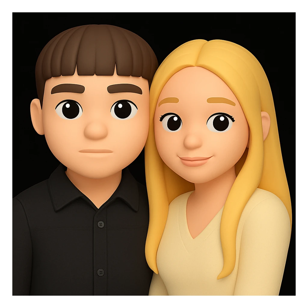 Make the skin color of both people the same light tone, keeping the 3D emoji style and all other details unchanged. The style should resemble Microsoft style 3D fluent emojis with all original details preserved. sticker
